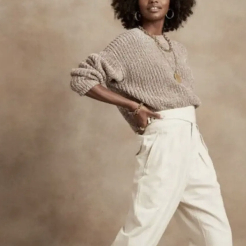 Banana republic oversized ribbed sweater iced latte size large L
